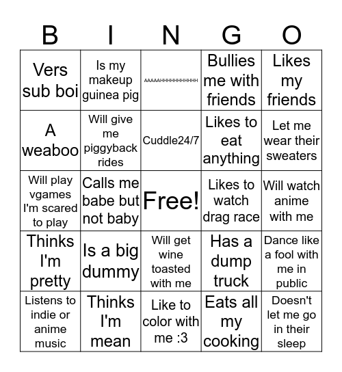 Andres'BF Bingo Card