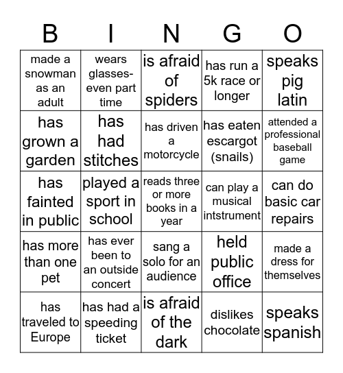 FIND SOMEONE WHO... Bingo Card