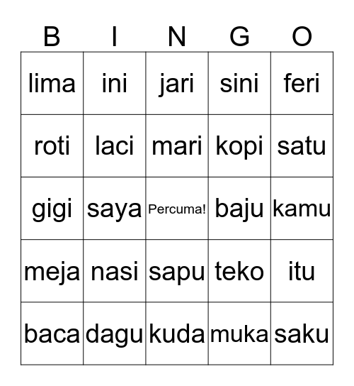 Mari bermain Bingo! Bingo Card