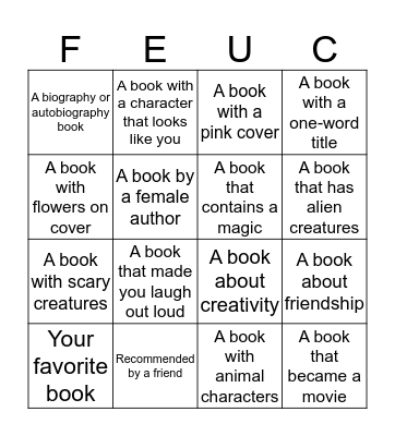 Library Book BINGO Card