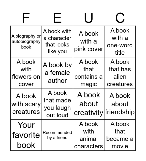 Library Book BINGO Card
