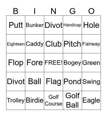 Golf Terms Bingo Card