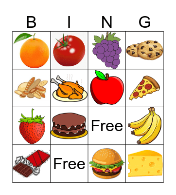 Food Bingo Card