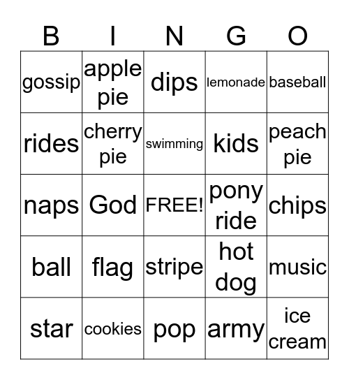 INDEPENDENCE DAY BINGO Card