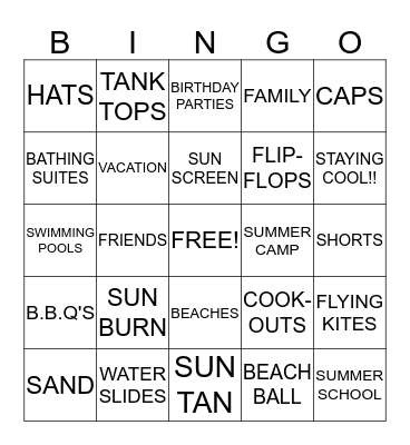 SUMMER TIME FUN!!! Bingo Card