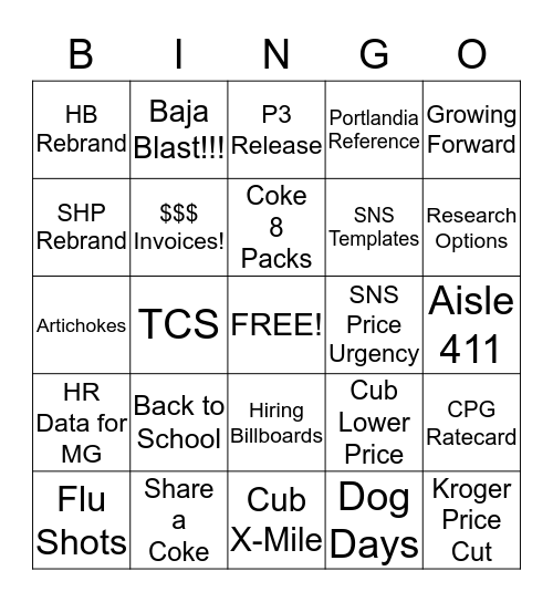 BIG FRIDAY BINGO Card