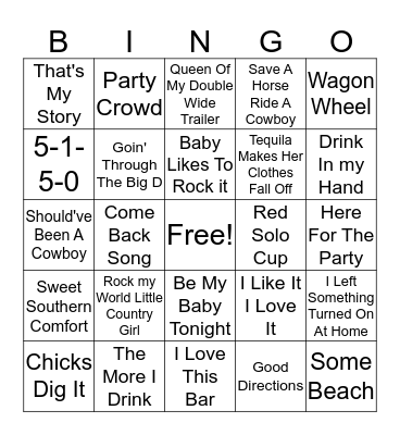Country Hits Bingo Card