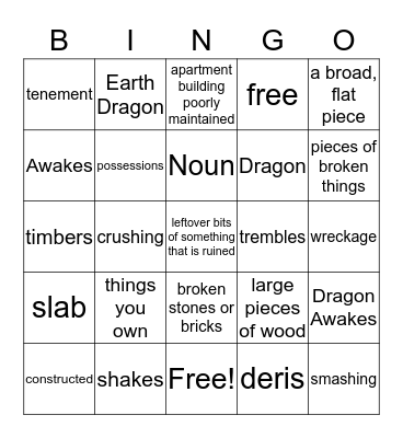 The Earth Dragon Awakes Bingo Card