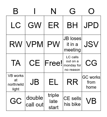 CALL OUT BINGO  Bingo Card