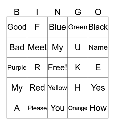 Sign Language Bingo Card