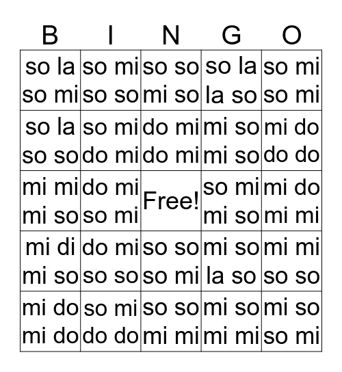 SCALES BINGO 2 Bingo Card