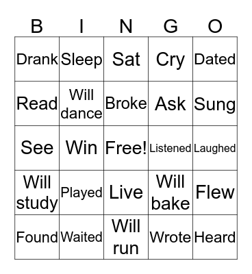 Tenses  Bingo Card