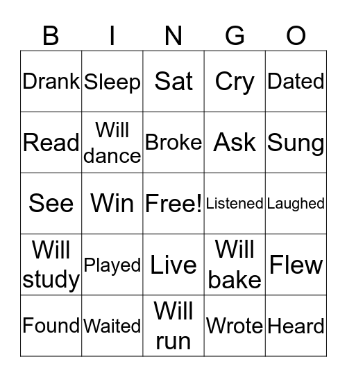 Tenses  Bingo Card
