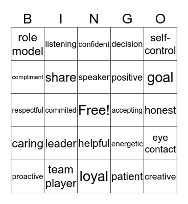 Leadership Bingo Card