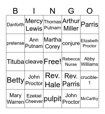 Crucible Review Bingo Card