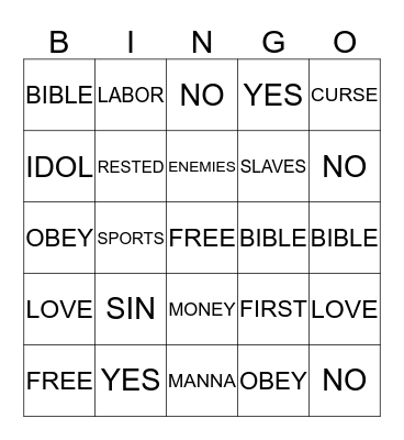 CATECHISM BINGO Card