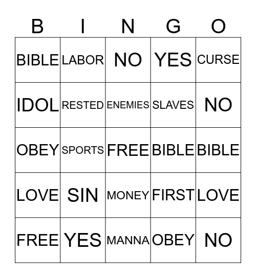 CATECHISM BINGO Card