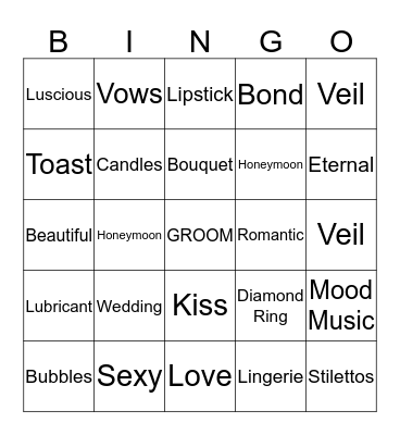 Bachelorette Bingo Card