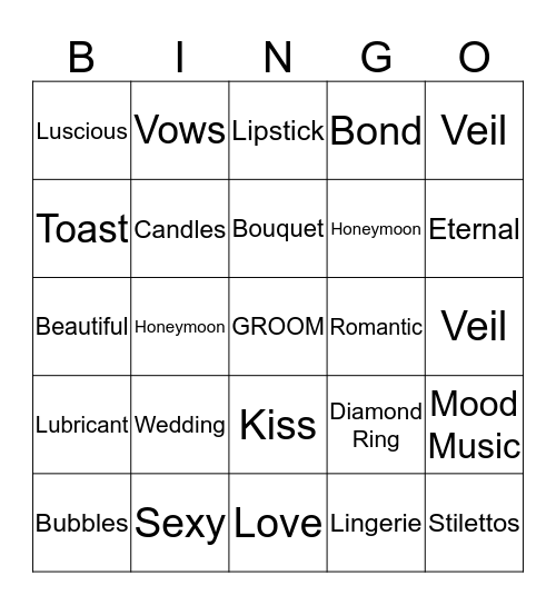 Bachelorette Bingo Card