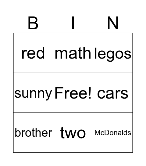 Untitled Bingo Card