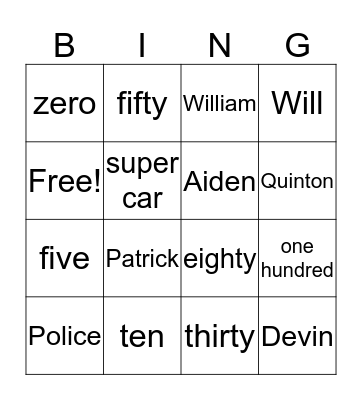 King Bingo Card