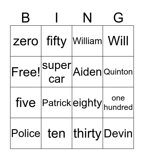 King Bingo Card