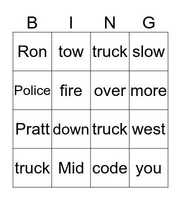 Fun Time Bingo Card