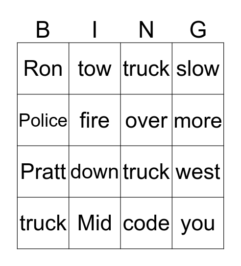 Fun Time Bingo Card