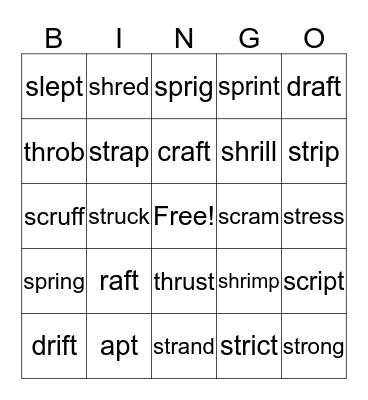 OG 41-43 Words Bingo Card