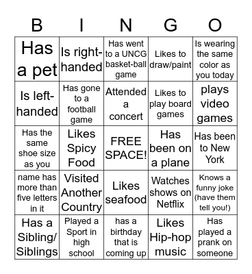 HUMAN  BINGO! Bingo Card