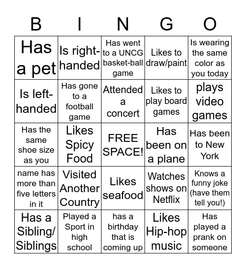 HUMAN  BINGO! Bingo Card