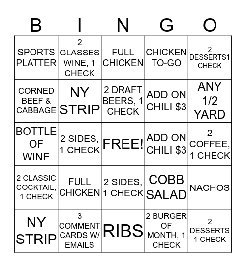 DAN ROONEY'S BINGO Card