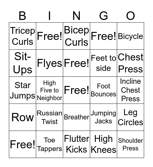 2020 Valentine's Workout Bingo Card