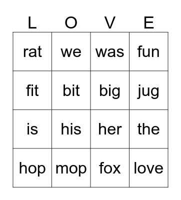 Valentine's Day Bingo Card