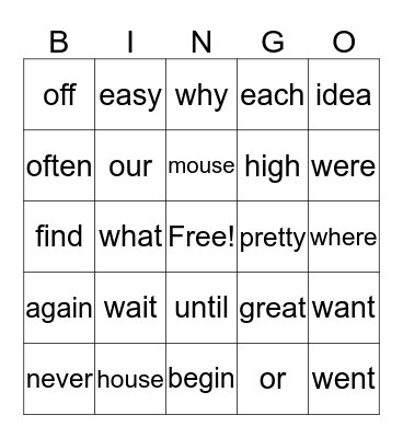 Hazel- Bingo Card