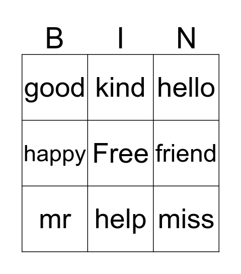 Justin Bingo Card