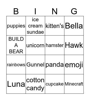 PUSHEEN'S BINGO Card