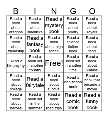 Teen Summer Reading Bingo Card