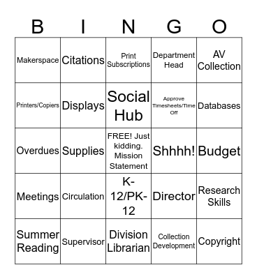 Director's Choice Bingo Card