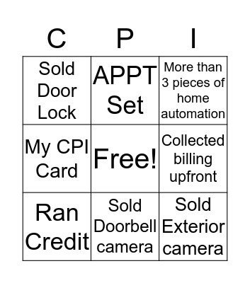 Inside Sales  Bingo Card