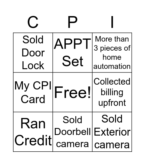 Inside Sales  Bingo Card