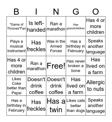 Division 2 Diversity BINGO Card