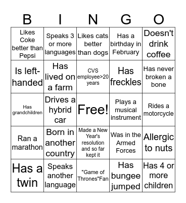 Division 2 Diversity Bingo 2020 Bingo Card