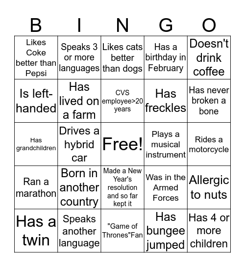 Division 2 Diversity Bingo 2020 Bingo Card