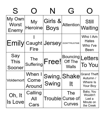 EMO Night Round Two* Bingo Card