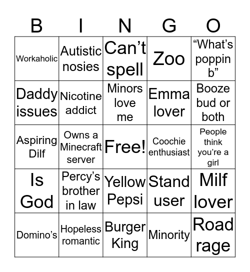 Ramen Bingo Card
