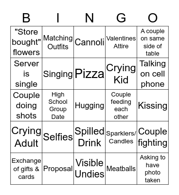 Buca Bingo Card