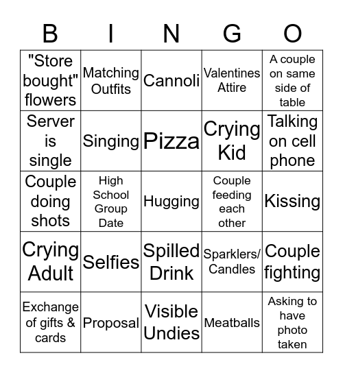 Buca Bingo Card