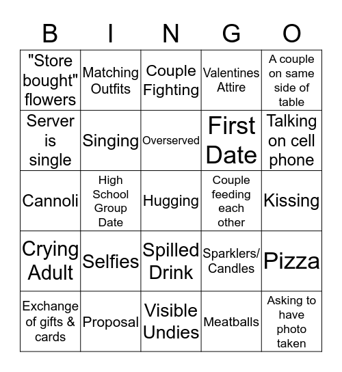 Buca Bingo Card