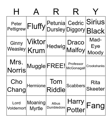 HARRY POTTER BINGO! Bingo Card